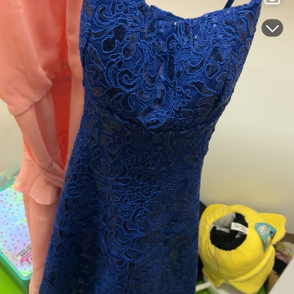 Emerald Sundae Royal Blue Lace Midi Dress